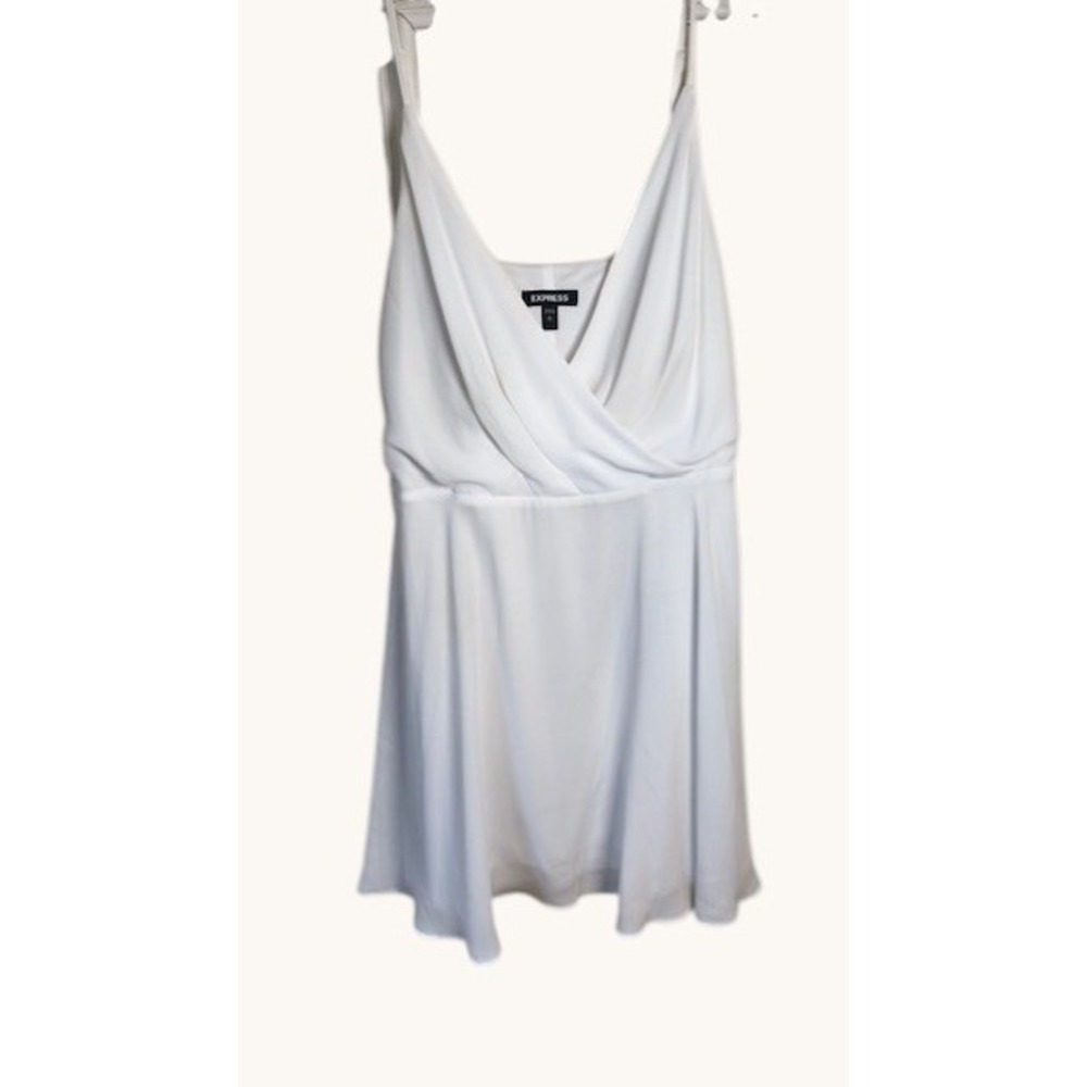 Express White Surplice Mini Dress V Neck Adjustable Side Zip Party Cocktail 10
